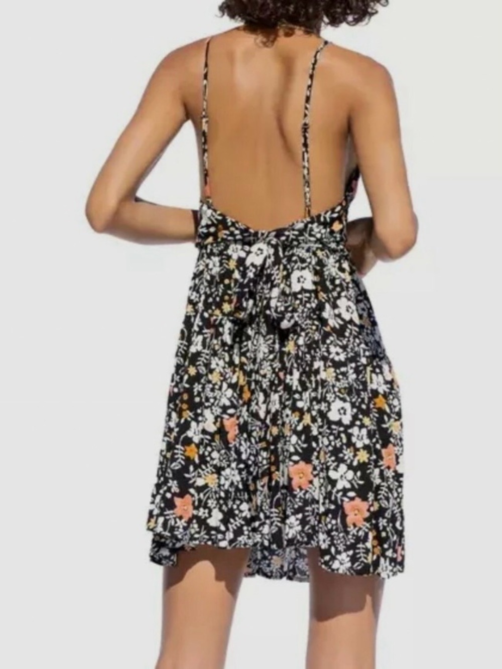 Free People Black Floral Mini Dress